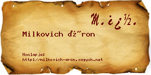 Milkovich Áron névjegykártya